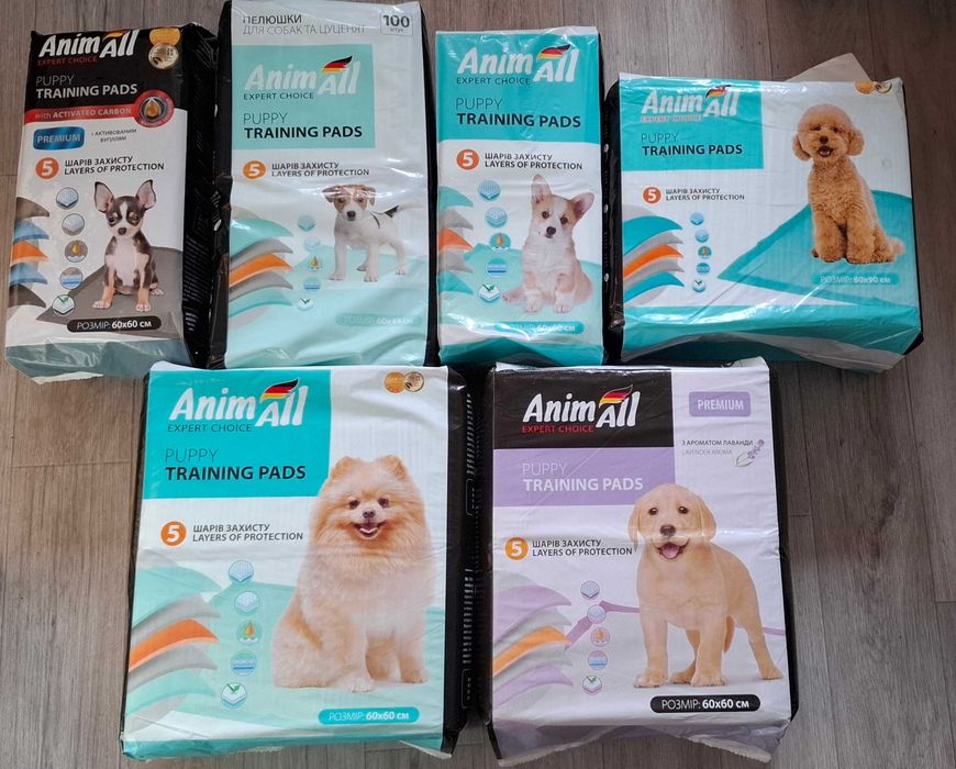 Пелюшки Animall для собак, Пеленки уголь, Пеленки на липучке