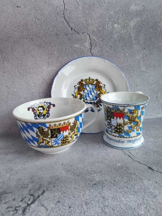 Filiżanka, kubek, talerzyk. Zestaw, pochodzenie Niemcy.