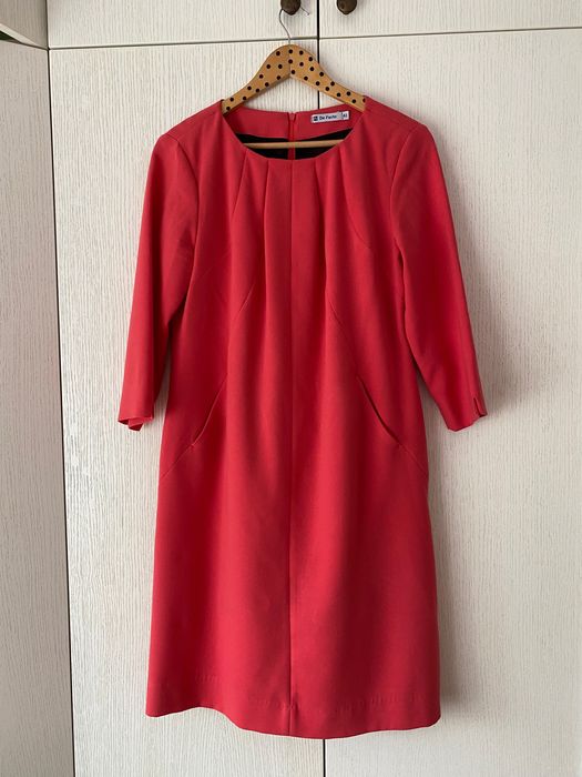 Sukienka czerwona malinowy róż 42 De Facto