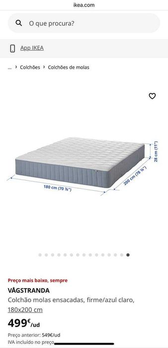 IKEA mattress 180*200 com cama