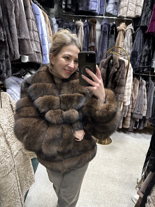 Шубка натупальний фінський песець , шуба під соболь песец