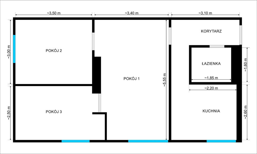 3 pokoje | 55,75 m² | 2. piętro | centrum Działdowa
