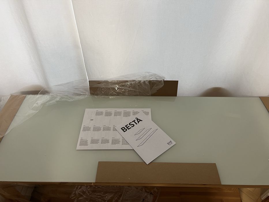 IKEA BESTA szklany blat biały na szafke 120 cm x 40 cm
