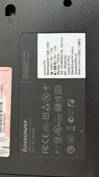 Ноутбук Lenovo G770