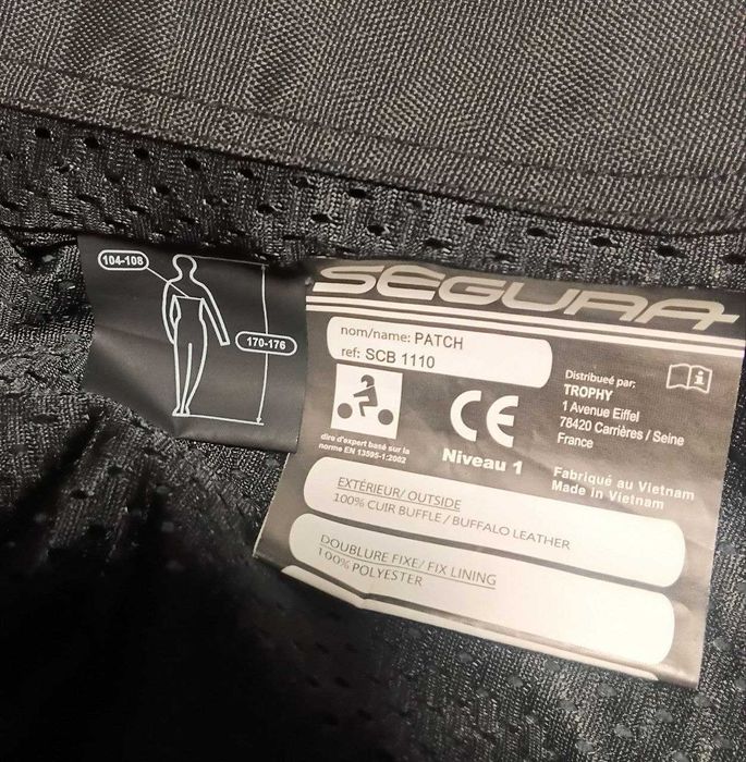 Мотокуртка SEGURA шкіра PATCH black M (Франція)