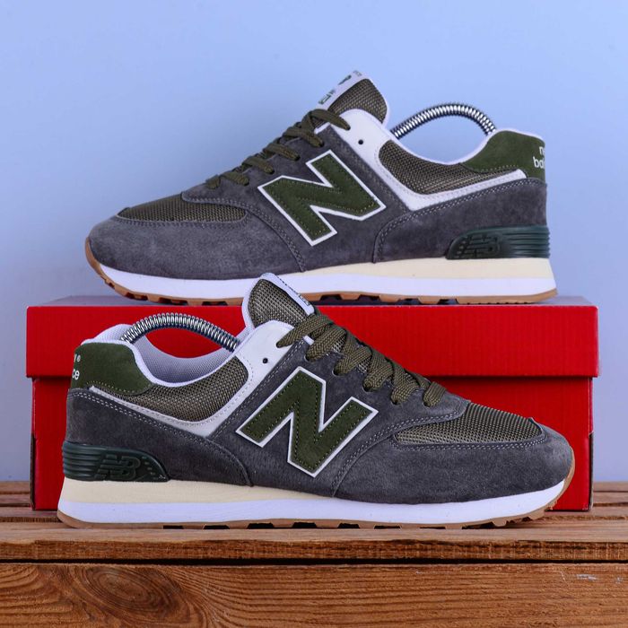 (2391) Акція! Кросівки New Balance 574 хакі (41-46) нб nb ню беленс