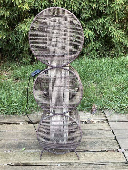 Candeeiro de cordão, com interior em tecido de 2 lampadas