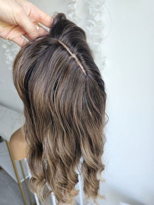 Topper fale sonmbre braz blond z grzywką, tupet Sofi fale naturalny efekt