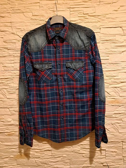 Koszula męska w kratkę slim fit Zara man kołnierz 38 cm.