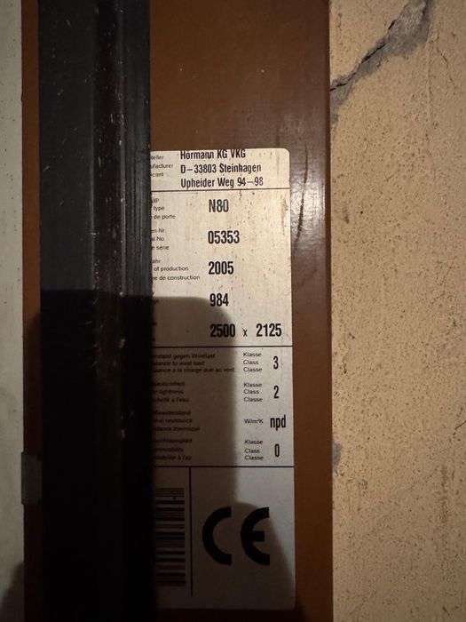 Brama garażowa uchylna Hörmann N80 2500 × 2125 mm – sprawna