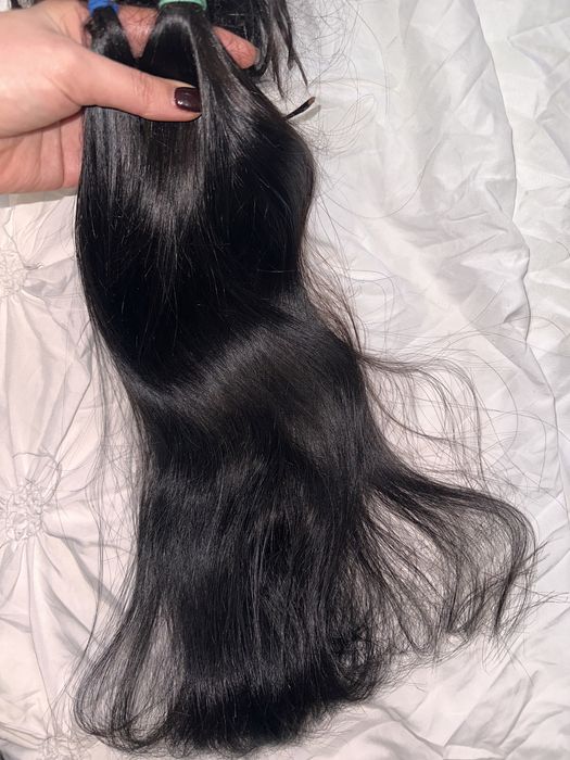 Натуральне волосся для нарощування 60 см темний каштан