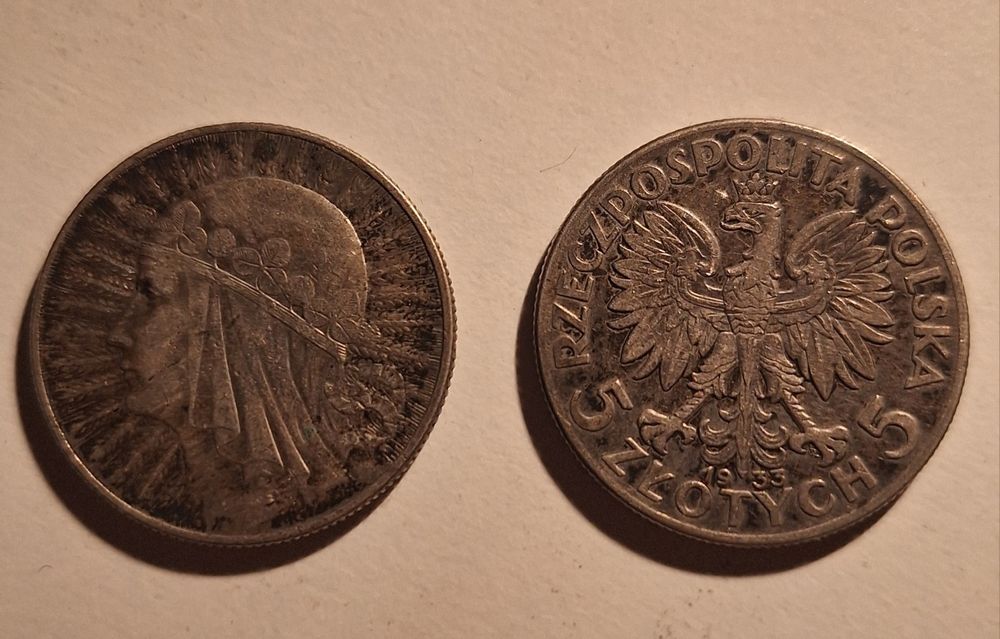 5 złotych 1933 Głowa Kobiety 2 szt - moneta historyczna