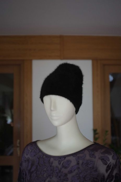 czarna czapka Åhléns alpaka wełniana ciepła beanie gothic rock premium
