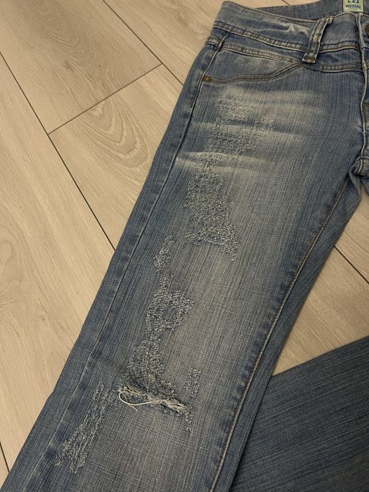Джинсы низкая талия прямые bootcut flared 36 скинни 2000s 90s голубые