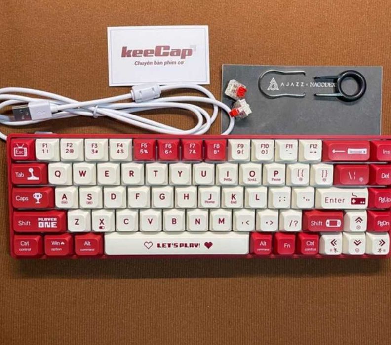 Клавіатура AJAZZ AK680 White-Red Ігрова Дротова Механічна, RGB, Red Switch