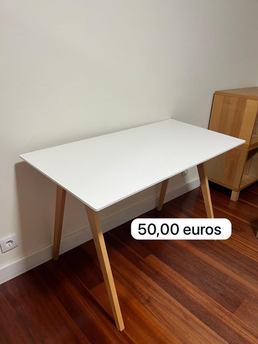 Mesa de escritorio madeira pintada branca