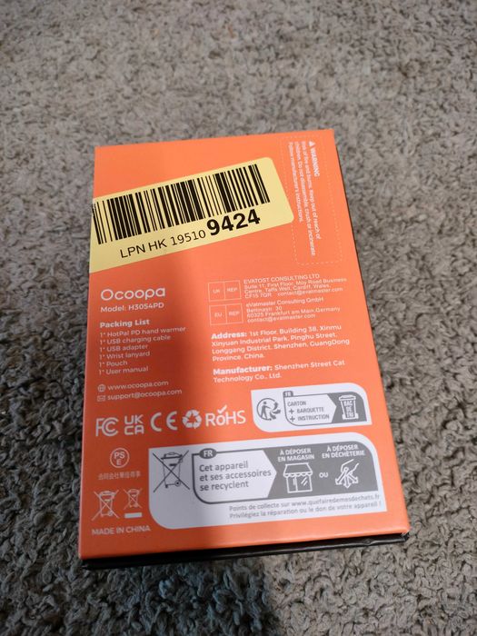 Elektryczny  ogrzewacz do rąk Ocoopa H3054PD z funkcją power banku