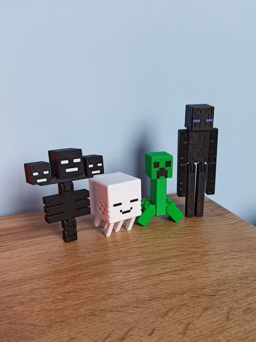 Figurki Minecraft Creeper, Enderman, Wither, mini Ghast