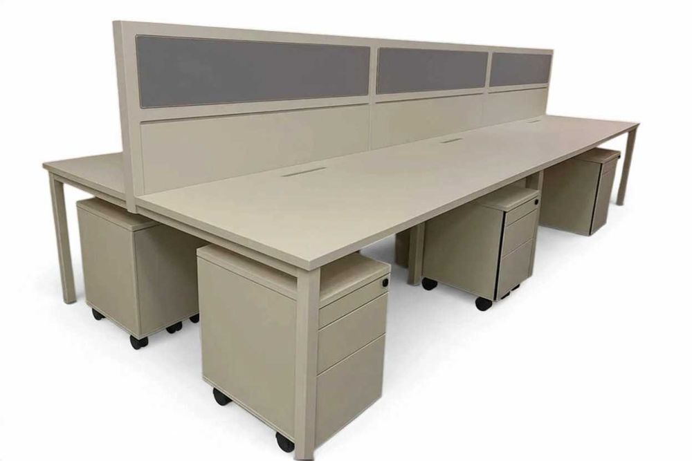 Biurko 6 stanowiskowe typu bench Maro ecru - duża ilość