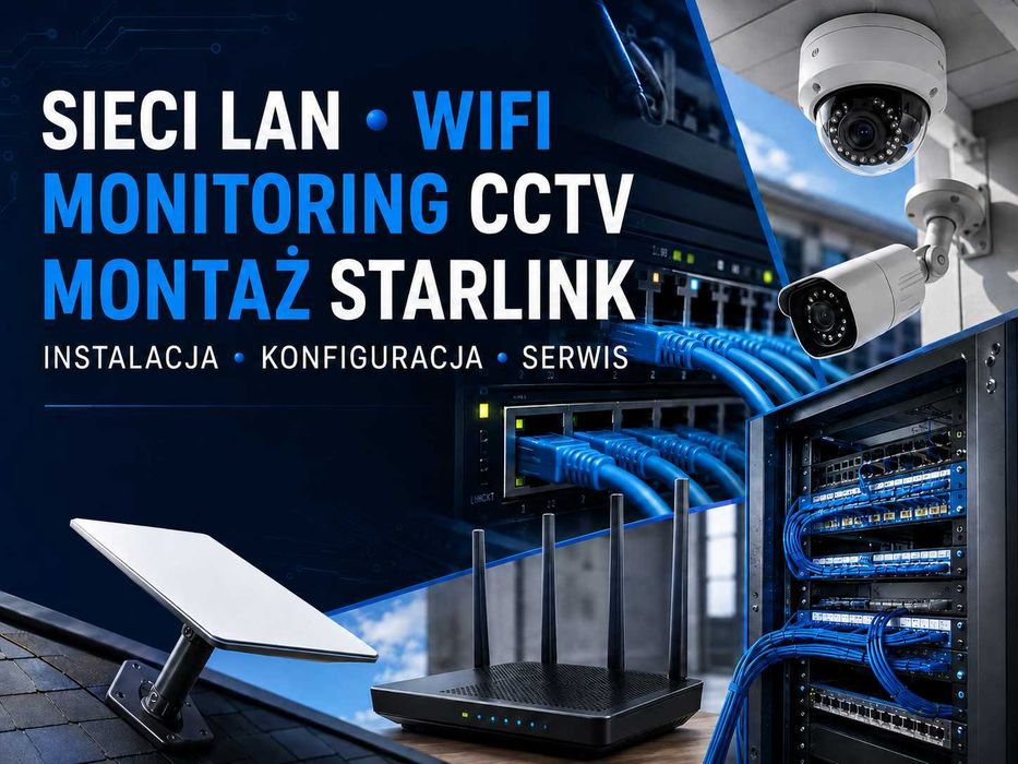 Montaż Starlink, sieci LAN, WiFi i monitoring CCTV