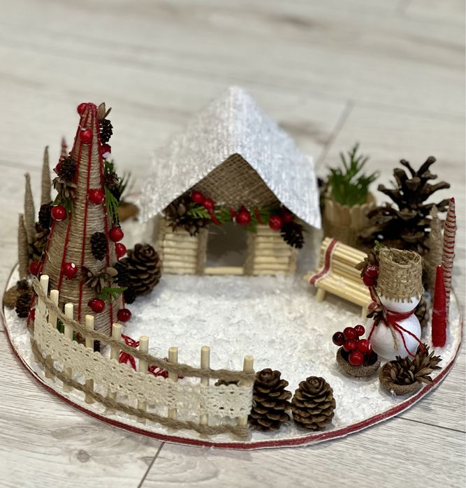 Зимові новорічні композиції, новогодние поделки, поробки, аплікаціі