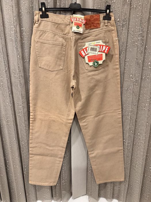 Нові якісні чоловічі штани джинси Red Stripe, бежевого кольору