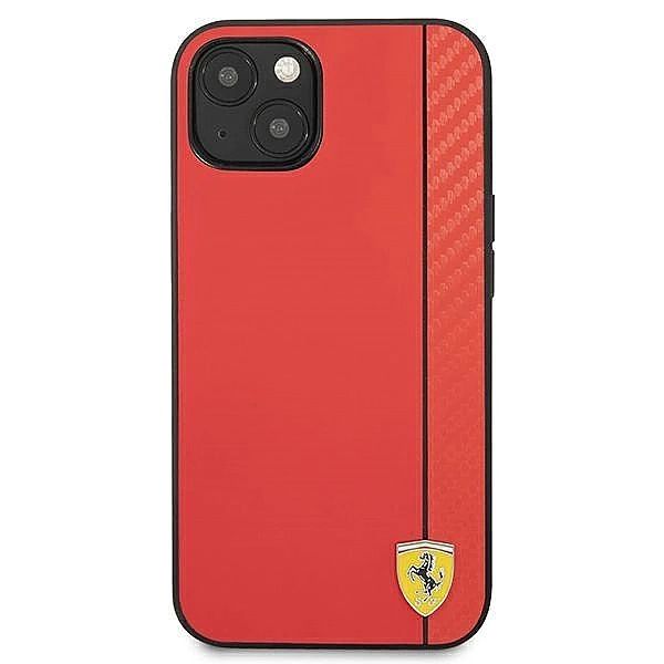 Etui Ferrari On Track Carbon Stripe na iPhone 13 mini - czerwone