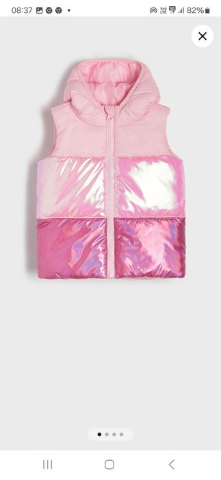 Rozowa kamizelka dla dziewczynki dziewczęca Nowa holo
zapięcie na suw