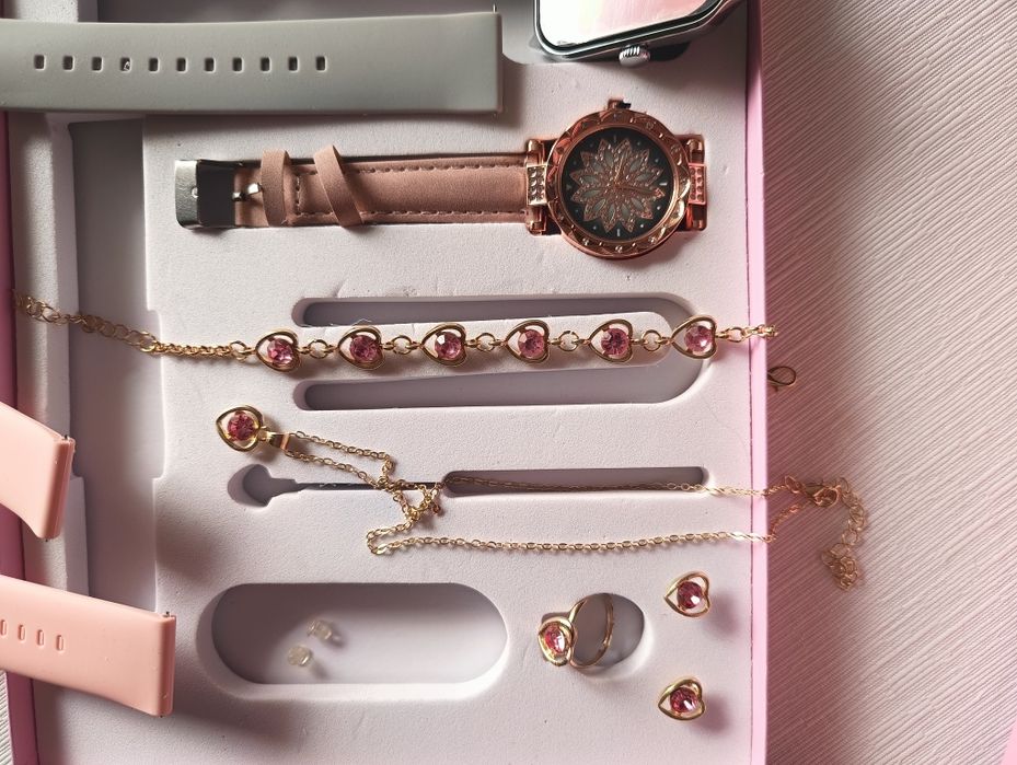 Pack Smart Watch + relógio + pulseira + colar + anel e brincos