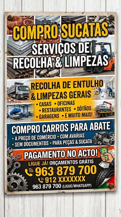 Faço recolha de sucatas e entulho e faço limpezas