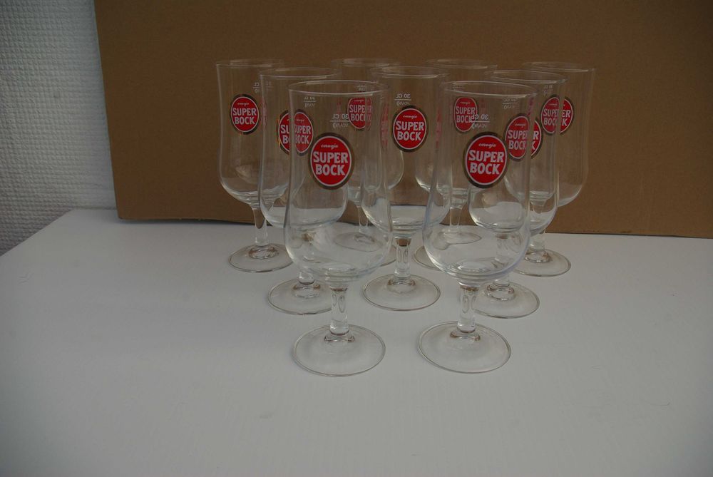 9 copos cerveja, Tulipa Super Bock, 30 cl