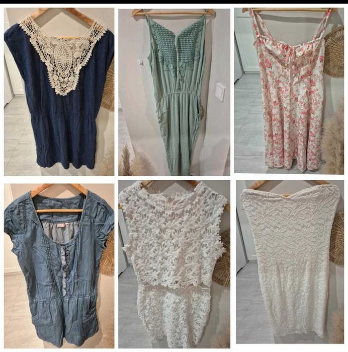 Mega paka ubrań damskich L 40 sukienki koszule kombinezony spodnie