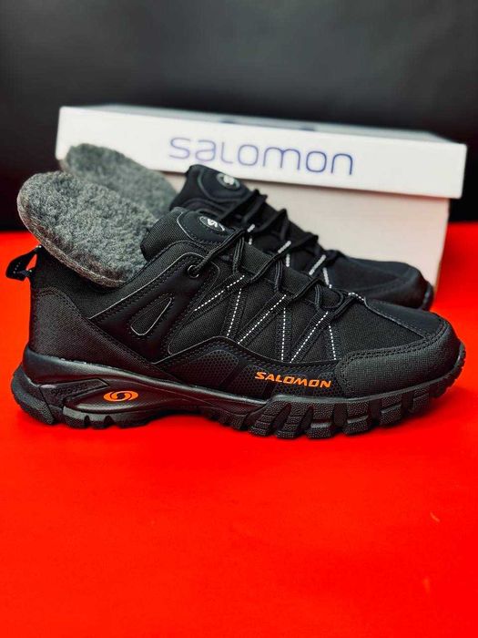 Мужские зимние кроссовки salomon черные +7 -21 непромокаемые кросовки