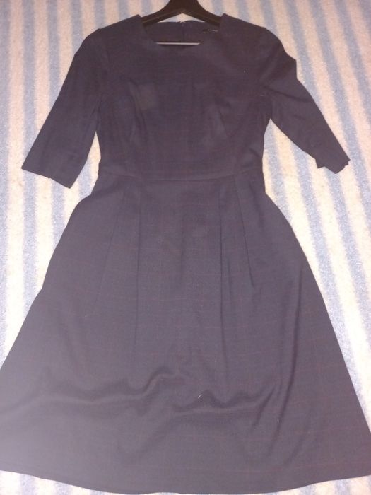 Sukienka Orsay granatowa w delikatna kratkę r. 34