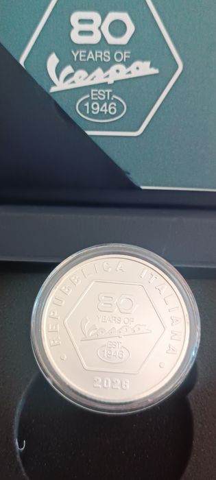 5 Euro Vespa 2026 80 Anos Forever Iconic Itália Prata  Proof