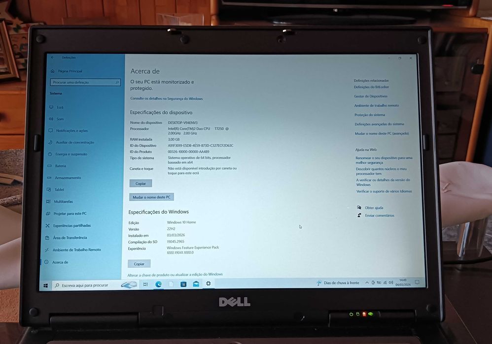 Portátil Dell Latitude D830