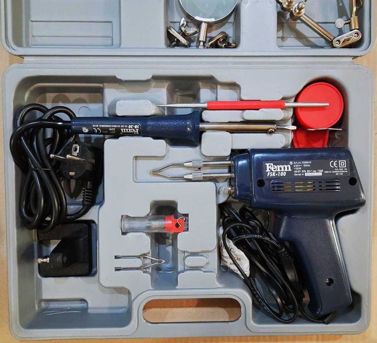 Электропаяльник FSK-100 Ferm Набор для паяльных работ кейс, Нидерланды