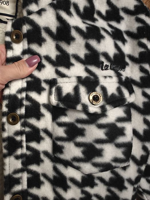 Kurtka Lee Cooper shacket kaptur koszulowa pepitka kożuch