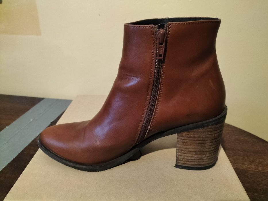 Buty botki skórzane damskie 39 Ryłko brązowe