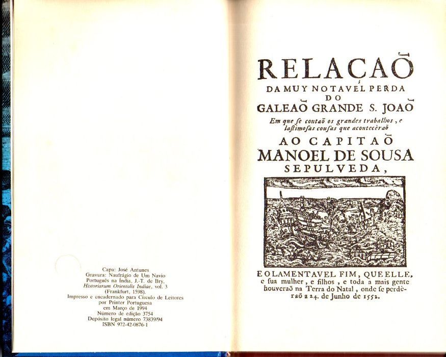 Livro - História Trágico-Marítima. Três Naufrágios