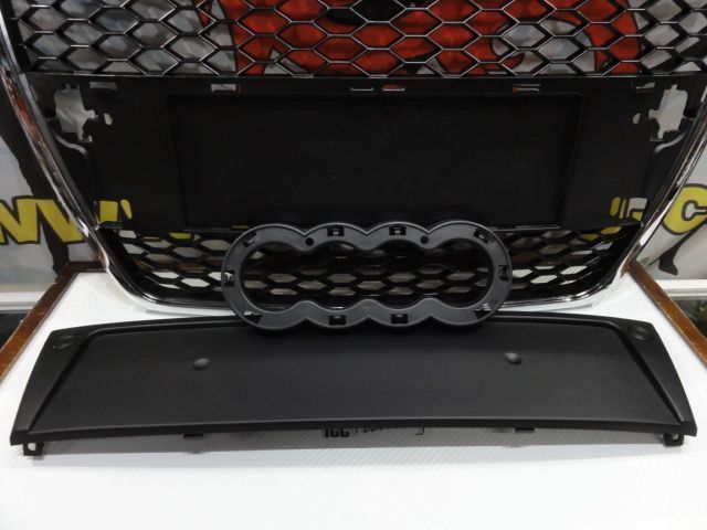 Grelha frontal Audi A6 C6 04-11 com aro cromado RS LOOK com suporte para símbolo