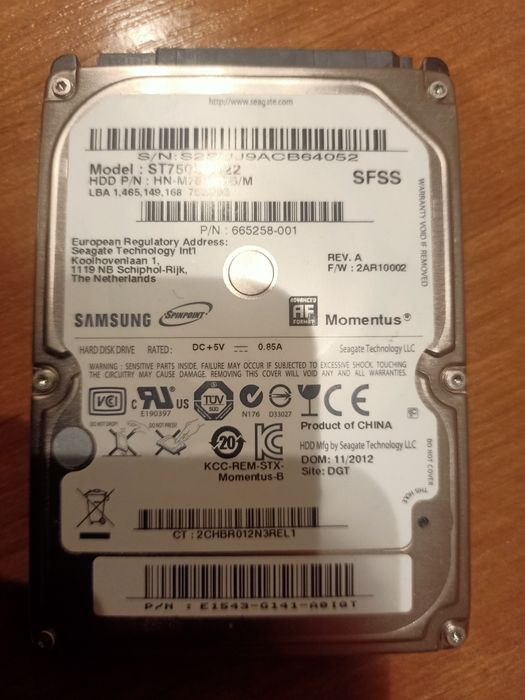 Dysk hdd Samsung 750gb