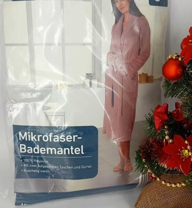 Szlafrok damski różowy rozmiar M szlafroczek z kieszeniami paskiem