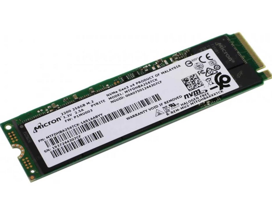 5шт+   БУ SSD накопичувач 256 ГБ Micron 2200 (M.2 2280, 3D NAND (TLC), NVMe, MTFDHBA256TCK)  Опт та Гарантія