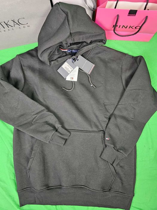 Bluza męska tommy hilfiger premium czarna OUTLET z kapturem