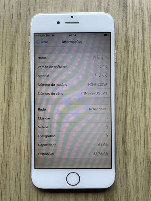iPhone 6 de 64GB capacidade e Bateria com capacidade maxima de 100%