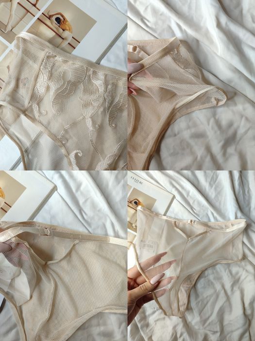 Трусики труси висока посадка з високою посадкою талією сітка мереживо