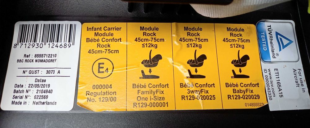 Cadeira auto (ovo) Bebé Confort Rock/até 12 Kg