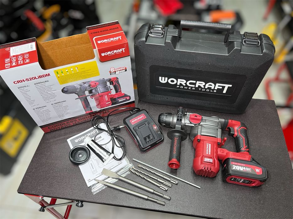 Аккумуляторный бесщеточный перфоратор бочковой WORCRAFT CRH‑S20LIBDM