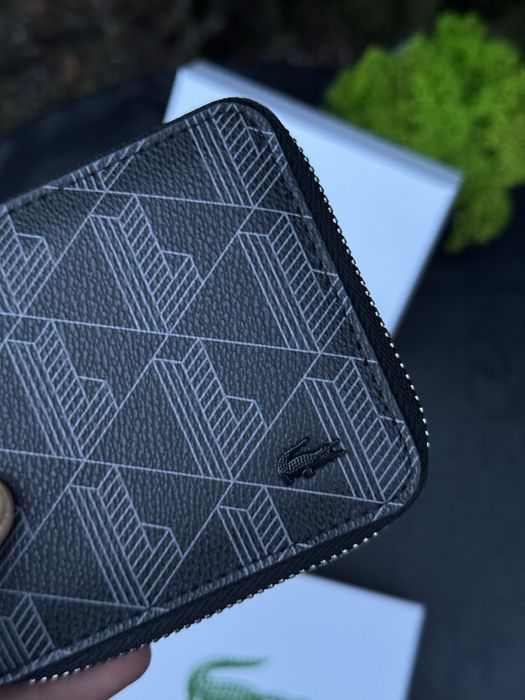 Гаманець Lacoste чоловічий шкіряний кошелек монетница Лакост чорний